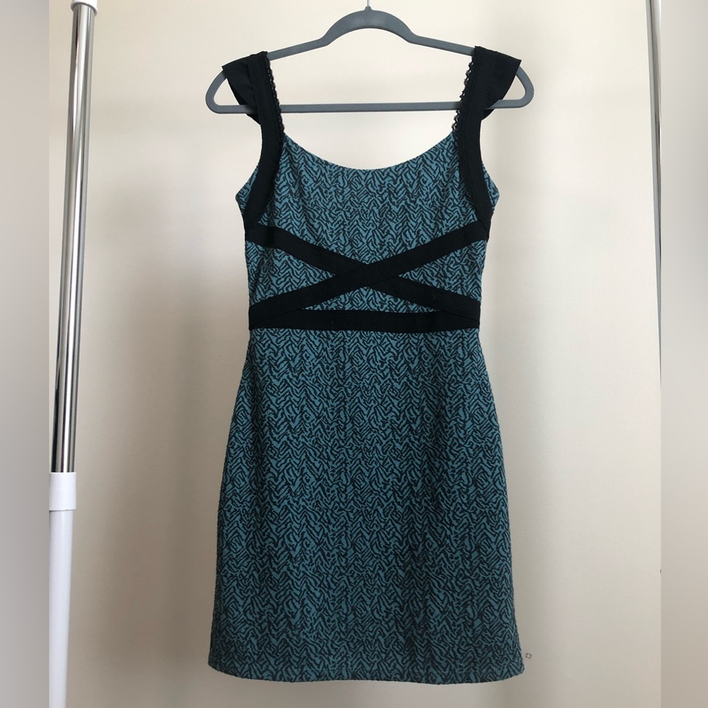 Turquoise leopard print free people mini dress size small